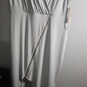 RACHEL Rachel Roy Light Gray Asymmetrical Dress with Diagonal Zip